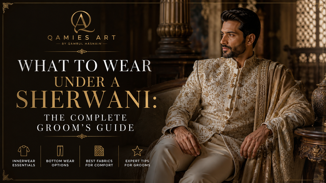 What to Wear Under a Sherwani: The Complete Groom’s Guide by Qamies Art