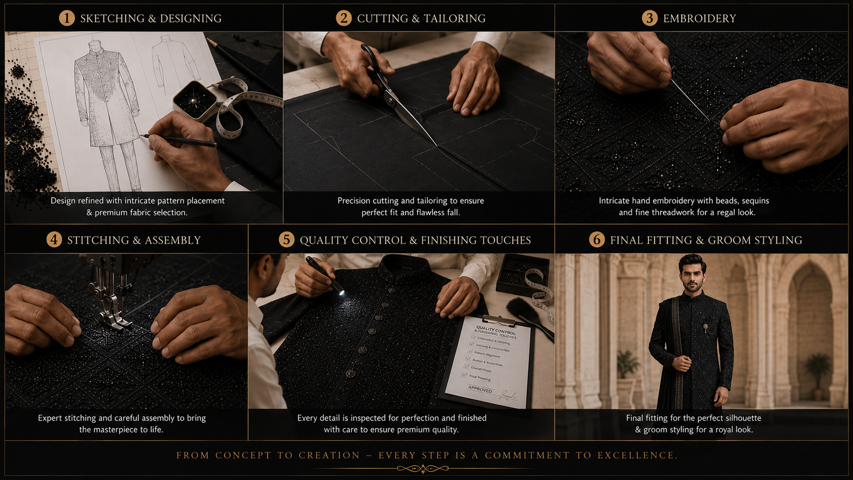 The Making of a Luxury Sherwani at Qamies Art