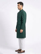 Emerald Green Hand Loomed Jamawar Sherwani