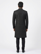 Black Diamond Embroidered pattern Wedding Sherwani | Hand Embroidery with Thread, Beads, Kora & Dabka