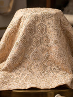 Beige Sherwani with Machine Pattern Embroidered & Hand Touch Embroidery with Banarsi Beige Turban