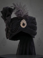 Black Machine Embroidered Sherwani with Hand Work & Black Organza Turban/Pagri