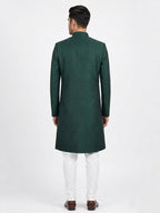 Emerald Green Hand Loomed Jamawar Sherwani