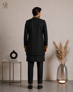 Embroidered Prince Coat with Machine Embroidered Kurta & Trouser Set for Men
