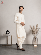 Qamies Art Cream Shalwar Kameez For Men