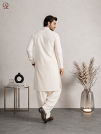 Qamies Art Cream Shalwar Kameez For Men