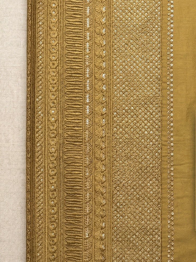 Mustard Thread Embroidered Wedding Sherwani with Golden Glitter Sequins