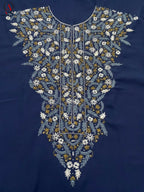 Navy Blue Wash & Wear Fabric Kurta Pajama with Exquisite Hand Embroidery