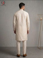 Men’s Staple Cotton Banarsi Kurta Pajama with Handmade Embroidery