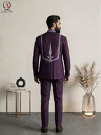 Purple Prince Coat with Handcrafted Embroidery & Matching Pants | Wedding & Formal Wear Prince Coat Style Outfit