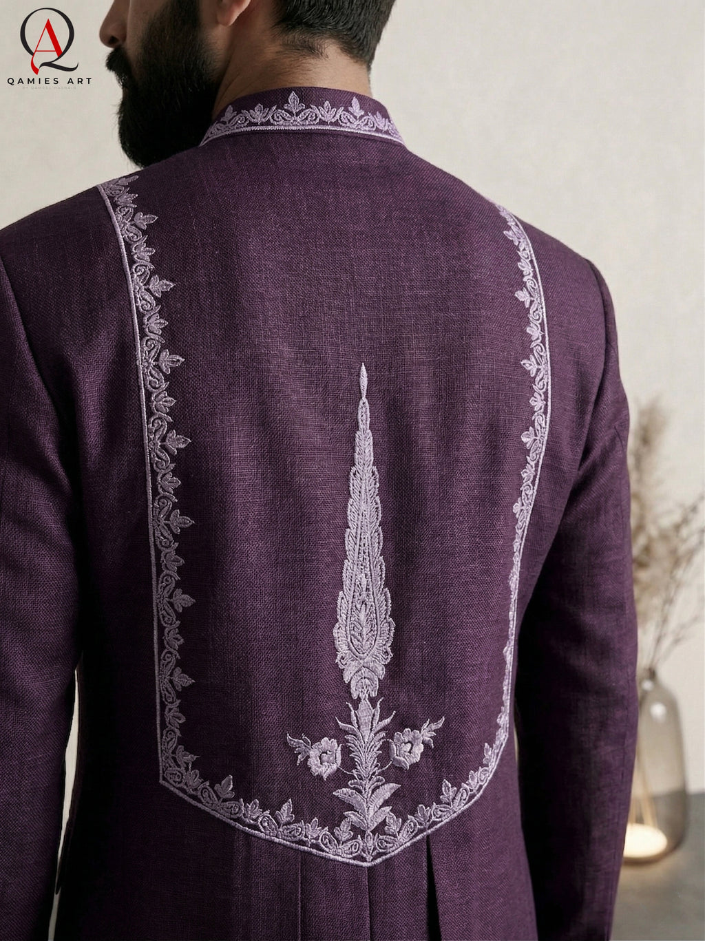 Purple Prince Coat with Handcrafted Embroidery & Matching Pants | Wedding & Formal Wear Prince Coat Style Outfit
