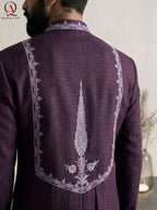 Purple Prince Coat with Handcrafted Embroidery & Matching Pants | Wedding & Formal Wear Prince Coat Style Outfit