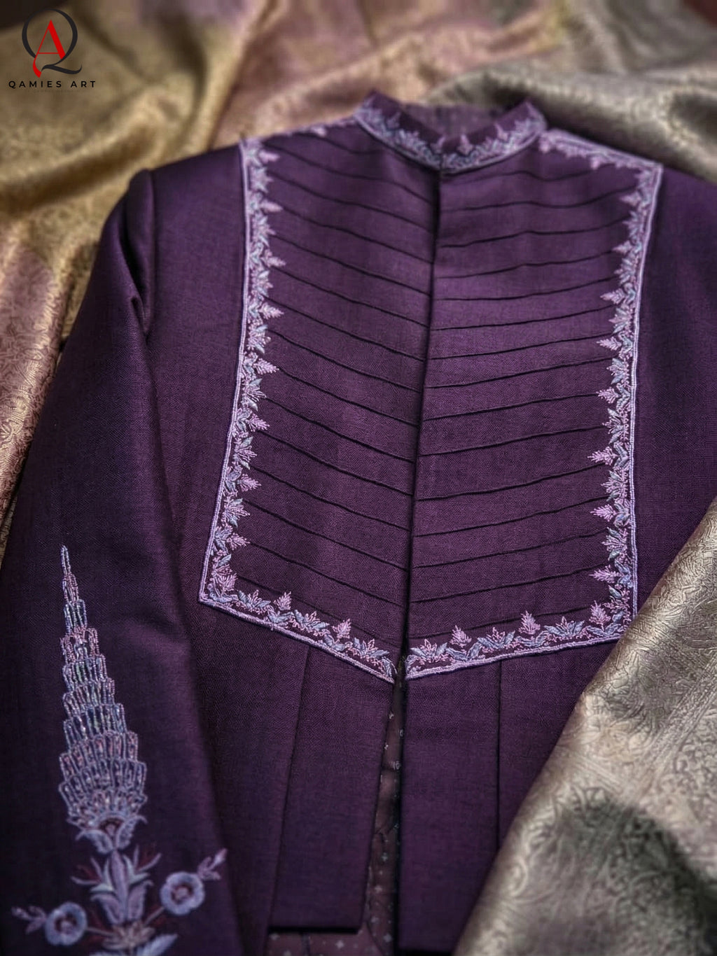 Purple Prince Coat with Handcrafted Embroidery & Matching Pants | Wedding & Formal Wear Prince Coat Style Outfit