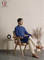 Royal Blue Wash & Wear Kurta Pajama for Men with Elegant Front Embroidery
