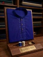 Royal Blue Wash & Wear Kurta Pajama for Men with Elegant Front Embroidery