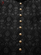 Black Embroidered Sherwani with Resham & Sequin Work | Premium Wedding Groom Sherwani with Inner Suit & Black Organza Turban