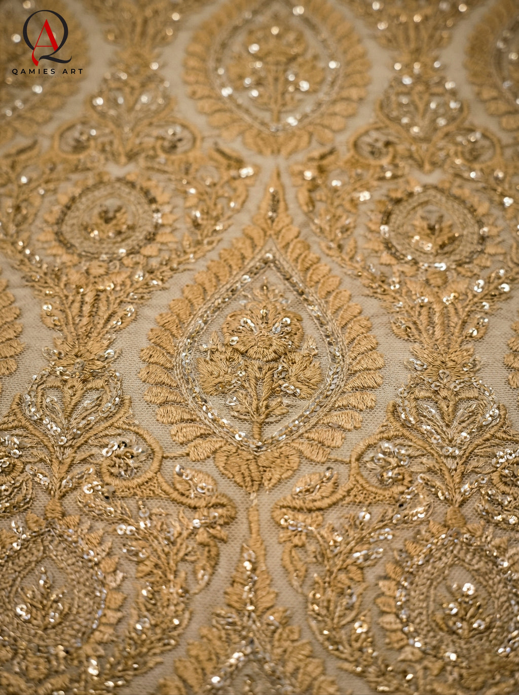 Golden Embroidered Sherwani with Resham & Sequin Work | Premium Wedding Groom Sherwani with Inner Suit