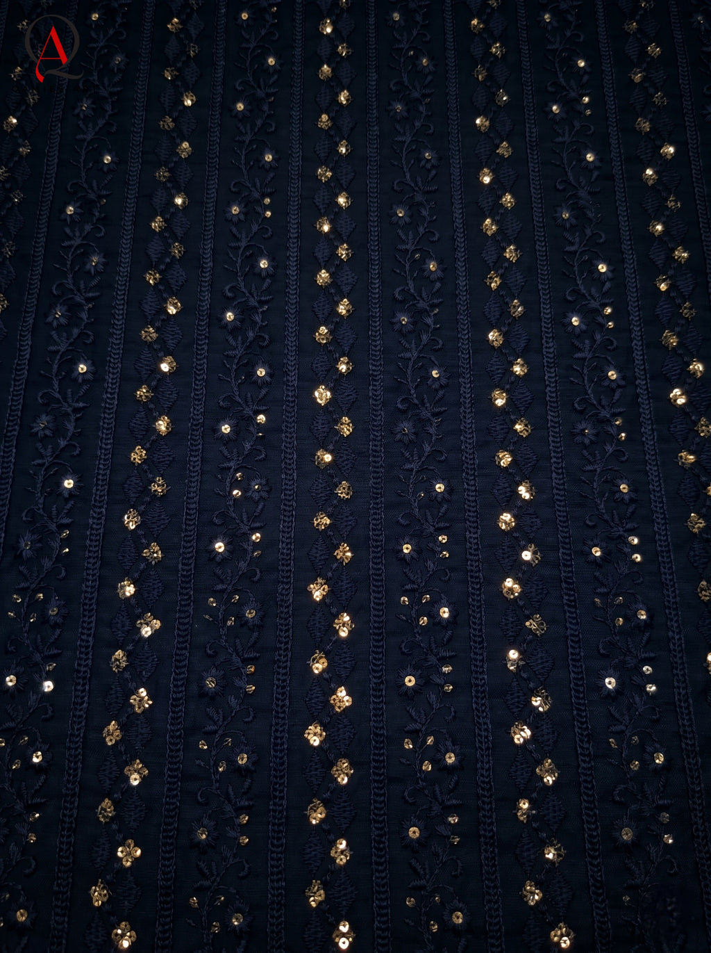 Navy Blue Festive Embroidered Kurta Pajama with Gold Sequins