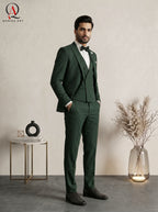 Qamies Art Emerald Green 3 Piece Suit Coat Pant