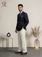 Double-Breasted Blazer/Coat With Beige Pant Suit | Ralph Lauren Inspired