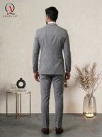 Qamies Art Light Grey Single-breasted Suit Coat Pant