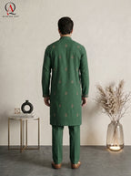 Green Embroidered Kurta Trouser Set