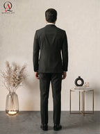 Qamies Art Black 3 Piece Suit Coat Pant