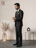 Qamies Art Black 3 Piece Suit Coat Pant