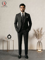 Qamies Art Black 3 Piece Suit Coat Pant