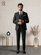 Qamies Art Black 3 Piece Suit Coat Pant