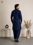 Qamies Art Navy Blue Shalwar Kameez For Men