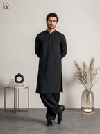 Qamies Art Black Shalwar Kameez For Men