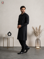Qamies Art Black Shalwar Kameez For Men