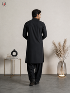 Qamies Art Black Shalwar Kameez For Men