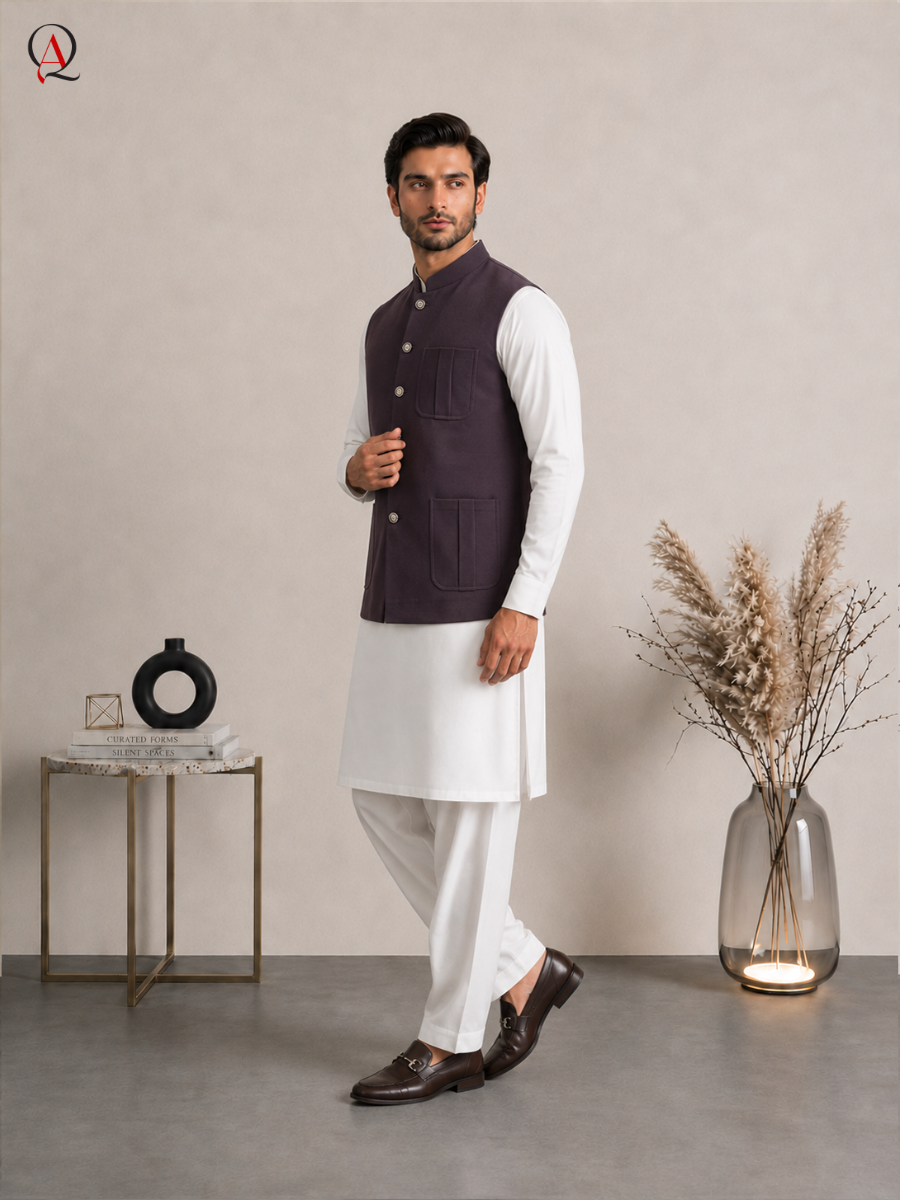 Imperial Suiting Fabric Purple Waistcoat