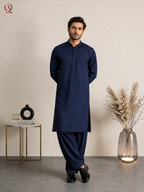 Qamies Art Navy Blue Shalwar Kameez For Men