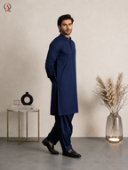 Qamies Art Navy Blue Shalwar Kameez For Men